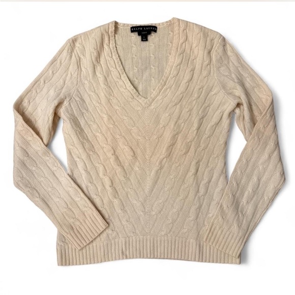 Ralph Lauren Vtg Cream Cable Knit Sweater - Picture 1 of 4